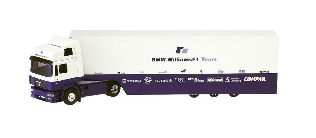 Eligor 1/43 Camion MAN F2000 + BMW Williams F1 Team 2000 – État Correct (ref 111836)