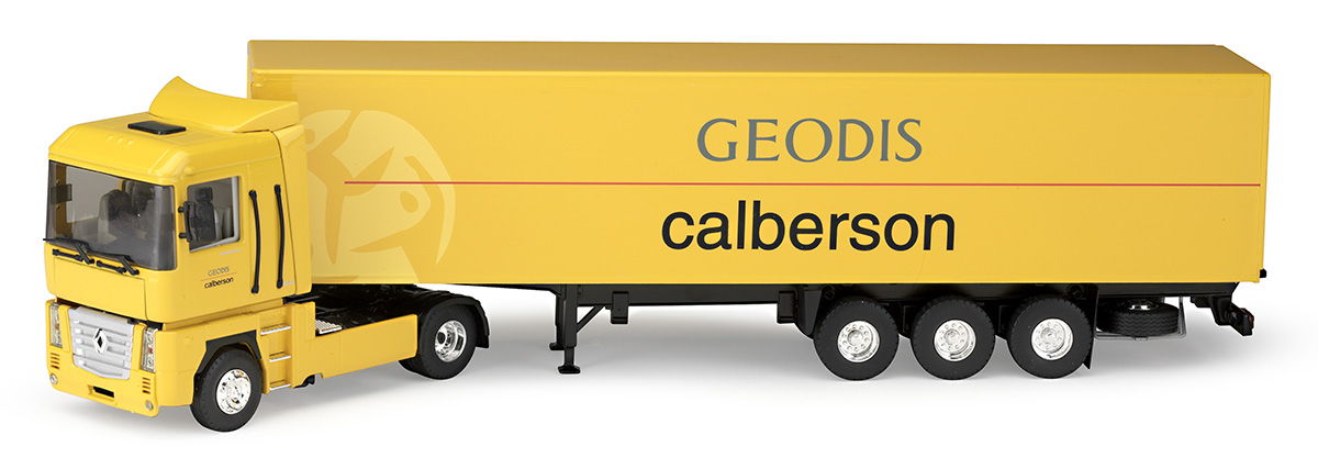 Camion Eligor 1/43 Renault Magnum 3 Semi-fourgon GEODIS Calberson - Jaune, Métal