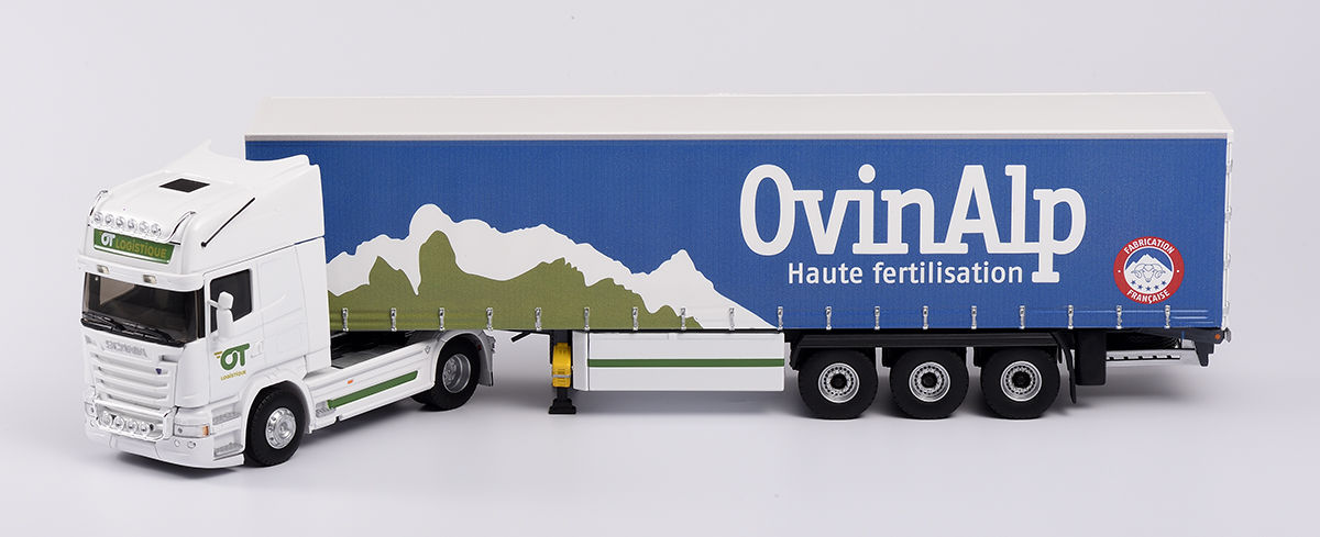 Camion Eligor 1/43 Scania Streamline Highline Tautliner - Blanc/Bleu - Réf 115398